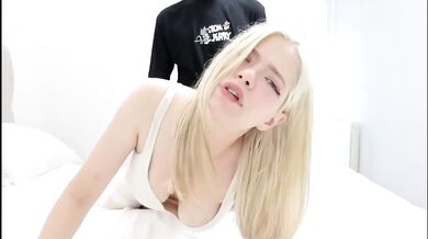 Cute Blonde Hotel Administrator Takes Destroying Deepthroat Sloppy Blowjob With Big Dick