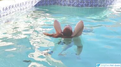 Redhead MILF Destroyed in Outdoor Pool with Big Tits and Big Ass Choking Hardcore Amateur BBW
