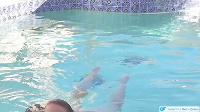 Redhead MILF Destroyed in Outdoor Pool with Big Tits and Big Ass Choking Hardcore Amateur BBW