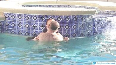 Redhead MILF Destroyed in Outdoor Pool with Big Tits and Big Ass Choking Hardcore Amateur BBW