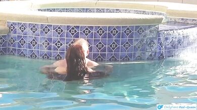 Redhead MILF Destroyed in Outdoor Pool with Big Tits and Big Ass Choking Hardcore Amateur BBW