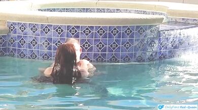 Redhead MILF Destroyed in Outdoor Pool with Big Tits and Big Ass Choking Hardcore Amateur BBW