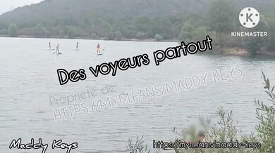 Shameless french slut has public sex on a lake and the voyeur are happy to watch
