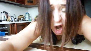 Sexy stepmom from vacation was fucked by her stepson on the table!