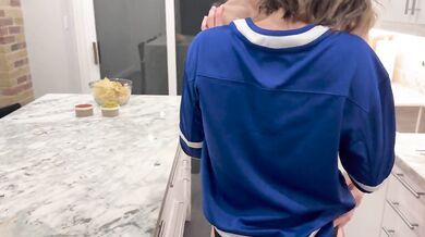 Wife gets double creampie from husband and his friend on game night in hockey jersey / Wife sharing