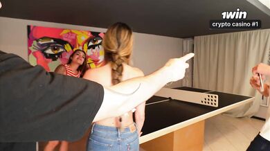 My boyfriend bets me on his game and has to watch me fuck his friend and his girlfriend