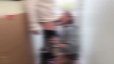 Naughty British wife gets a rough throat fucking from the delivery guy