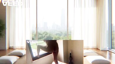 Naked Yoga At The Window Destroyed Gushing Choked Ebony Amateur Ai Generated Luxury Condo Apartment