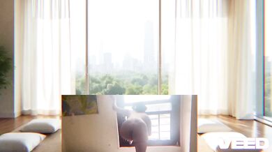 Naked Yoga At The Window Destroyed Gushing Choked Ebony Amateur Ai Generated Luxury Condo Apartment