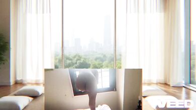 Naked Yoga At The Window Destroyed Gushing Choked Ebony Amateur Ai Generated Luxury Condo Apartment