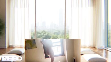 Naked Yoga At The Window Destroyed Gushing Choked Ebony Amateur Ai Generated Luxury Condo Apartment