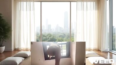 Ebony Yoga Girl Stretched On Condo Floor View Destroyed Gushing Choked POV