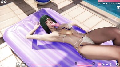Met at summer pool to shoot handmade bikini but my dick choked her gushing big tits solo female photoshoot with sex toys oiled body spreading