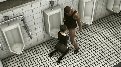 Asian Girl Destroyed by Stranger Black Cock in Men's Room Toilet Sloppy Creampie