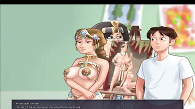 I Painted My Principal In Egyptian Queen Costume Naked - Summertime Saga