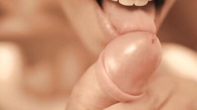 Close Up POV Blowjob Cum in Mouth Swallow Deep Suck Passionate Good Girl Brunette Amateur Couple HD