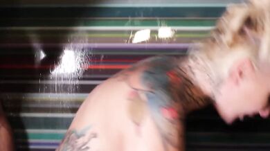 Soapy Wet Blonde Tattooed Big Tits Destroyed By Hard Anal Shower Cum
