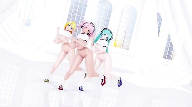 MMD Vocaloid Babes Twerk And Booty Shake Dance Huge Ass Huge Boobs