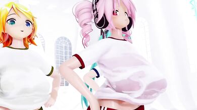 MMD Vocaloid Babes Twerk And Booty Shake Dance Huge Ass Huge Boobs