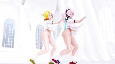 MMD Vocaloid Babes Twerk And Booty Shake Dance Huge Ass Huge Boobs