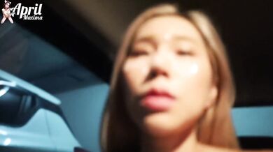 April Maxima Gets Destroyed in Car by Braces Blowjob and Messy Public Cum Walk