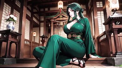 Deep Green Kimono Shrine Stroll High Slit Accidents Solo Female Big Ass HD Porn Cartoon Verified Amateurs