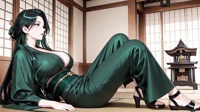 Deep Green Kimono Shrine Stroll High Slit Accidents Solo Female Big Ass HD Porn Cartoon Verified Amateurs