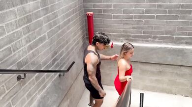 Beautiful Blonde Neighbor Gets Hard Fast Fuck On Stairs Hot Sex