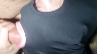 Masked amateur babe destroyed by deep cock sucking and gushing cumshot swallow