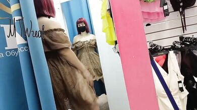 Curtain Slightly Open Public Flashing Try On Haul Destroyed Gushing Choked