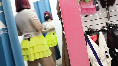 Curtain Slightly Open Public Flashing Try On Haul Destroyed Gushing Choked