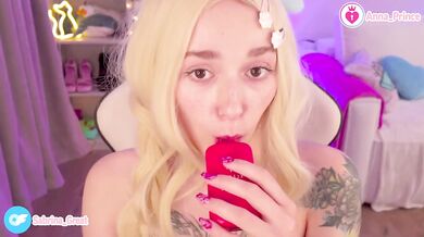 Close Up Blonde Tease Gushing Horny Vaping