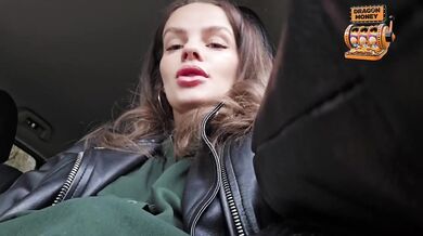 Beautiful girl masturbates in public with juicy pussy while standing and watching