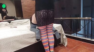 Handsome Guy Crossdressing Femboy Enjoys MILF Brunette Sexo Con Nalgadas