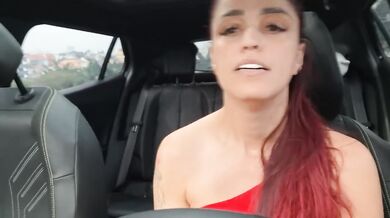 Red Head Uber Driver Fingered Pussy In Car Blowjob Interracial Creampie
