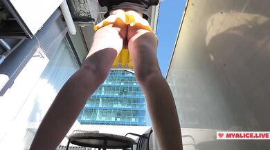 Russian Schoolgirl Tease No Panties Public Wet Pussy Moaning And Orgasm