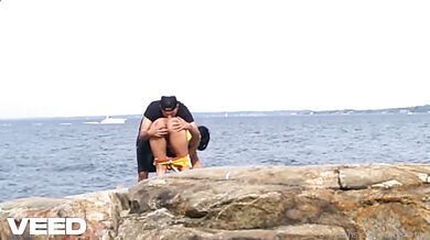 French German Amateur Ebony Couple Destroyed On Nude Beach Ocean View Voyeur Exhibition Love Reality