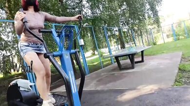 Braless Park Workout Seethrough Sheer Top Flashing Exhibitionism