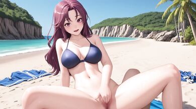 Pink Hair Bikini Sloppy Blowjob Wet Beach POV Destroyed Gushing Choked