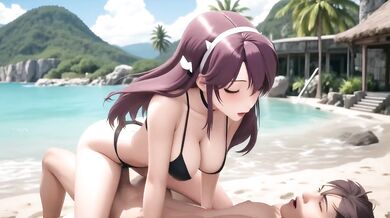 Pink Hair Bikini Sloppy Blowjob Wet Beach POV Destroyed Gushing Choked