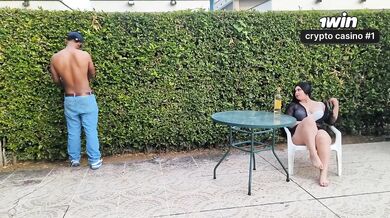Colombian BBW MILF Destroyed by BBC Doggy Style by the Pool Rough Sex Gushing Choked Cum in Mouth