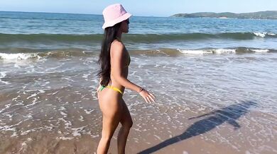 Taking Favorite Bikini For Morning Walk Along Shore HD Porn