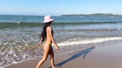 Taking Favorite Bikini For Morning Walk Along Shore HD Porn