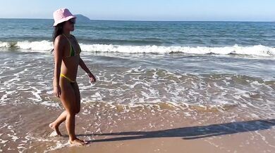 Taking Favorite Bikini For Morning Walk Along Shore HD Porn
