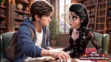 Goth Elsa Destroyed by Deep Throat Cumshot in Library Cartoon