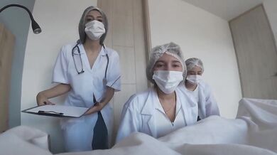Three Latina Nurses Destroyed Poor Guy in Hospital Threesome