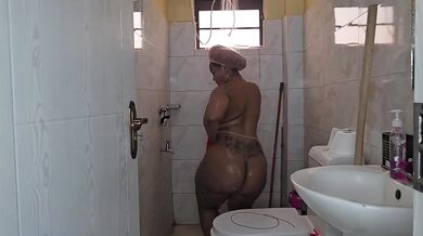 Ebony BBW Amateur Destroyed In Shower With Deep Throat And Cum In Pussy