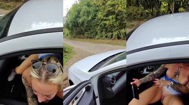 POV British Amateur Dogging Wife Meets Blonde Slut in Car Blowjob Cum on Tits Layby Sophia May