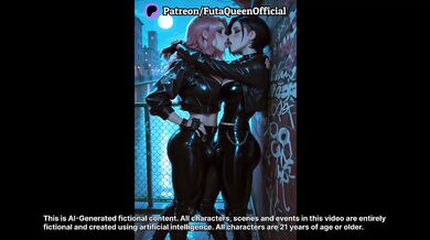 Biker Futa Dominates Pink-Haired Girl in Alley Leather Sex AI