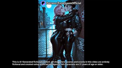 Biker Futa Dominates Pink-Haired Girl in Alley Leather Sex AI